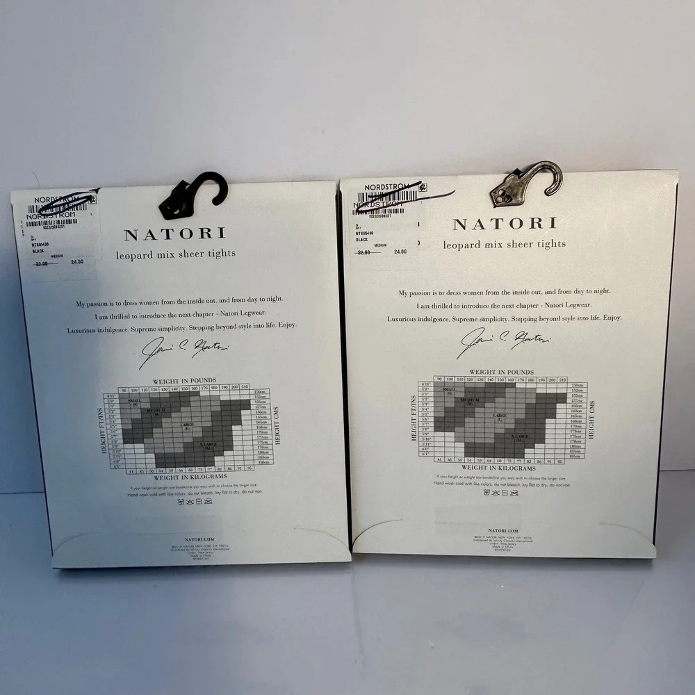 Natori Leopard Mix Sheer‎ Tights Black Size Medium